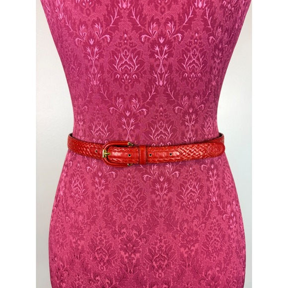 Christian Dior Accessories - Christian Dior Red Woven Braided Leather Belt Medium Aniline Cowhide Vintage